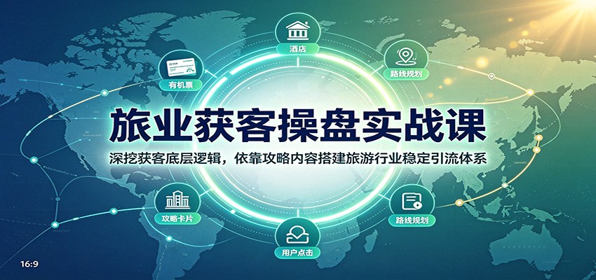 旅业获客操盘实战课：深挖获客底层逻辑，依靠攻略内容搭建旅游行业稳定引流体系-HEIXMI（中国站）