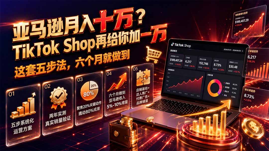 亚马逊月入十万？TikTok Shop再给你加一万——这套五步法，六个月就做到【原创双语字幕】-HEIXMI（中国站）