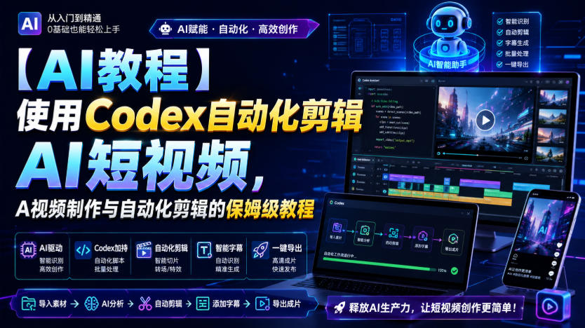【AI教程】使用Codex自动化剪辑AI短视频，AI视频制作与自动化剪辑的保姆级教程-HEIXMI（中国站）