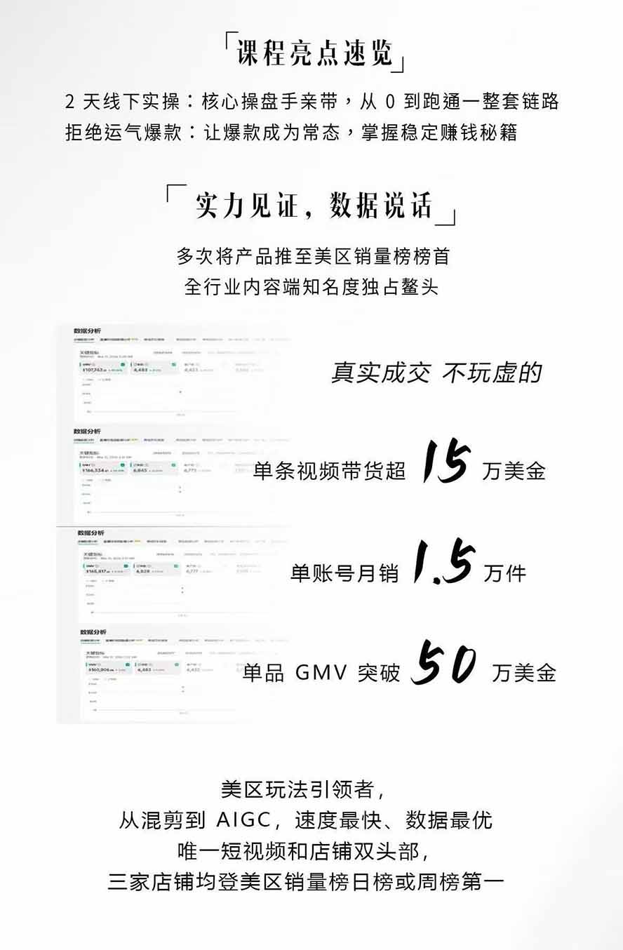 图片[2]-AIGC×TikTok美区短视频带货线下课；两天一夜完整回放，12小时高清视频收录头部操盘手全流程教学-HEIXMI（中国站）