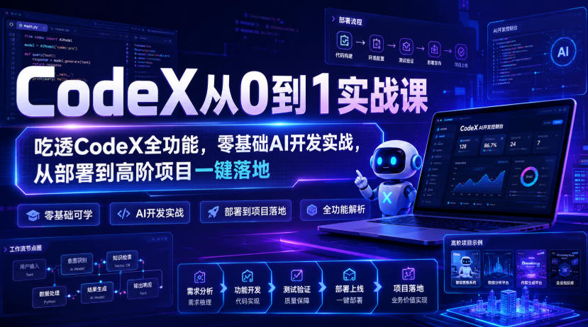 CodeX从0到1实战课，吃透CodeX全功能，零基础AI开发实战，从部署到高阶项目一键落地-HEIXMI（中国站）