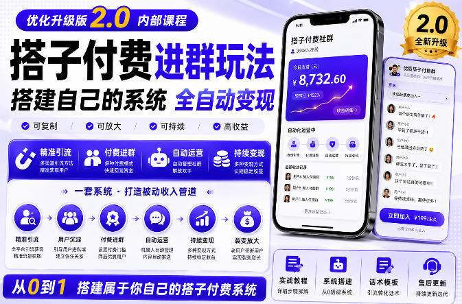 搭建群系统实战项目玩法，搭建整套付费进群系统，实现全天被动收益-HEIXMI（中国站）