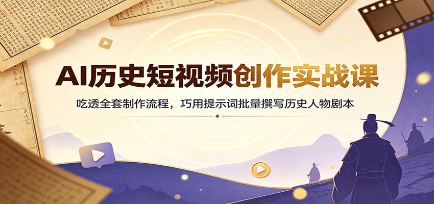 AI历史短视频创作实战课：吃透全套制作流程，巧用提示词批量撰写历史人物剧本-HEIXMI（中国站）