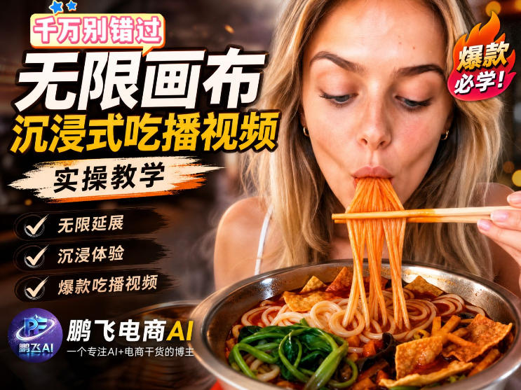 保姆级教程｜用AI无线画布做沉浸式吃播，3步直接出片，无线画布工作流，操作简单好上手-HEIXMI（中国站）
