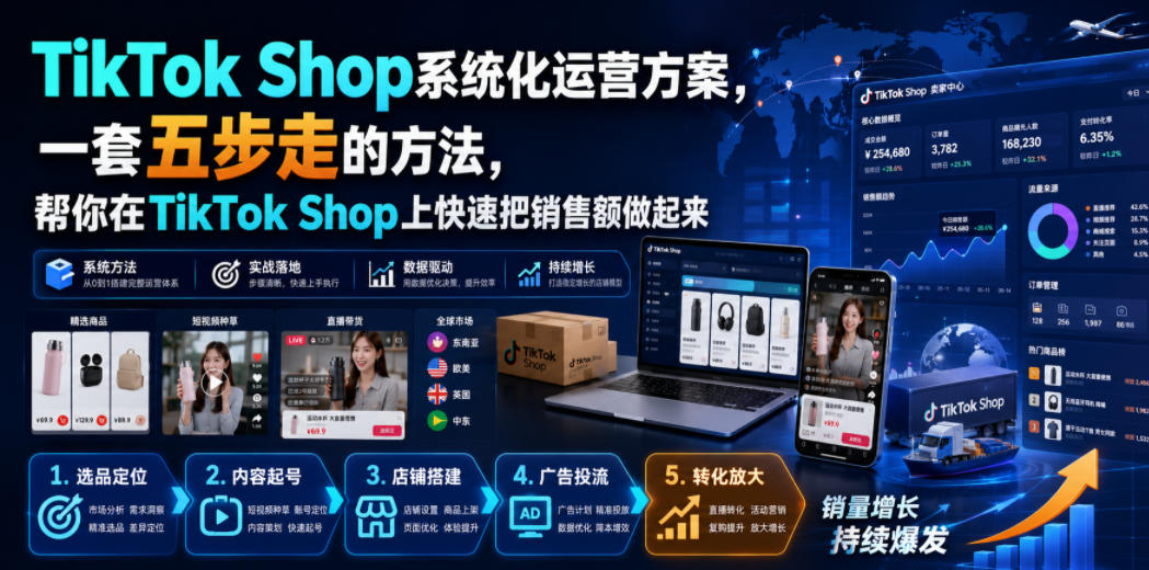 TikTok Shop系统化运营方案，一套五步走的方法，帮你在TikTok Shop上快速把销售额做起来【原创双语字幕】-HEIXMI（中国站）