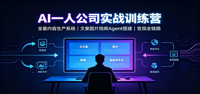 AI创作一人公司实战训练营：全套内容生产系统，文案图片视频Agent搭建变现全链路-HEIXMI（中国站）