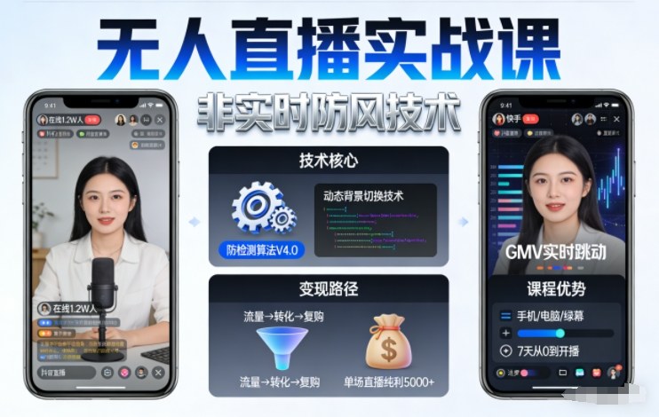 宝子哥无人直播实战课，非实时防风技术，聚焦抖音快手等平台直播带货，轻松开启直播变现之路(更新2026年08月06日)-HEIXMI（中国站）