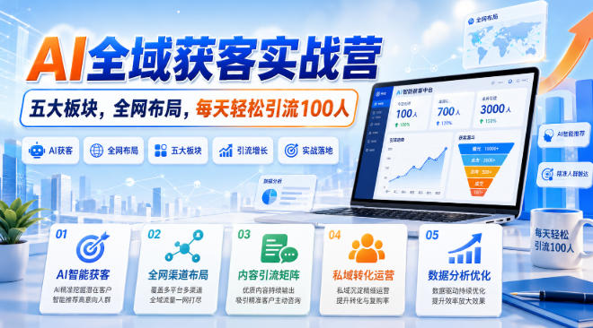 AI全域获客实战营，五大板块，全网布局，每天轻松引流100人-HEIXMI（中国站）