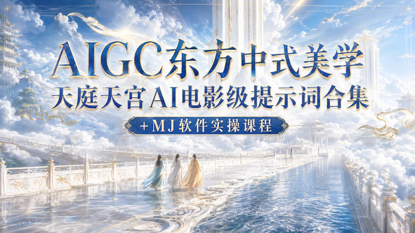 AIGC东方中式美学天庭天宫AI电影级提示词合集+MJ软件实操课程-HEIXMI（中国站）