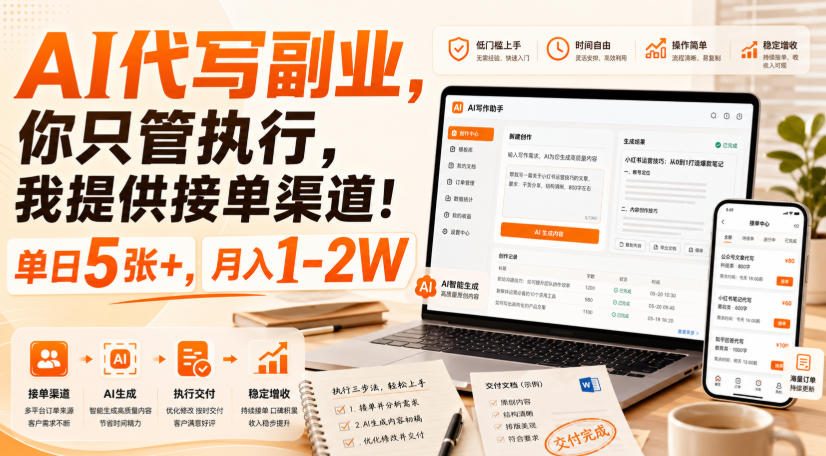 AI代写副业，你只管执行，我提供接单渠道！单日5张+，月入1-2W【揭秘】-HEIXMI（中国站）