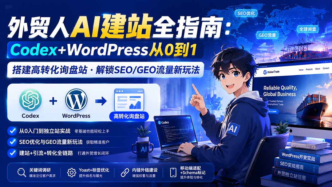 外贸人AI建站全指南：Codex+WordPress从0到1·搭建高转化询盘站·解锁SEO/GEO流量新玩法-更新8月-HEIXMI（中国站）