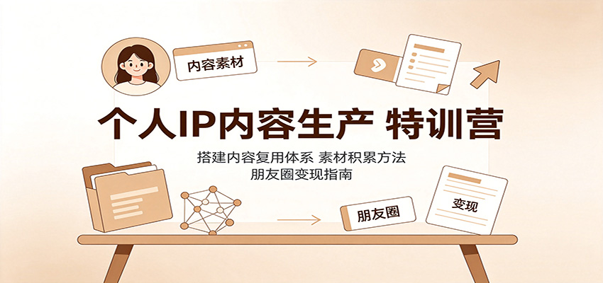 个人IP内容生产特训营：搭建内容复用体系，素材积累方法，朋友圈变现指南-HEIXMI（中国站）
