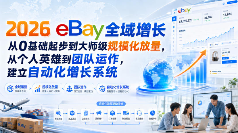 2026 eBay全域增长，从0基础起步到大师级规模化放量，从个人英雄到团队运作，建立自动化增长系统-HEIXMI（中国站）