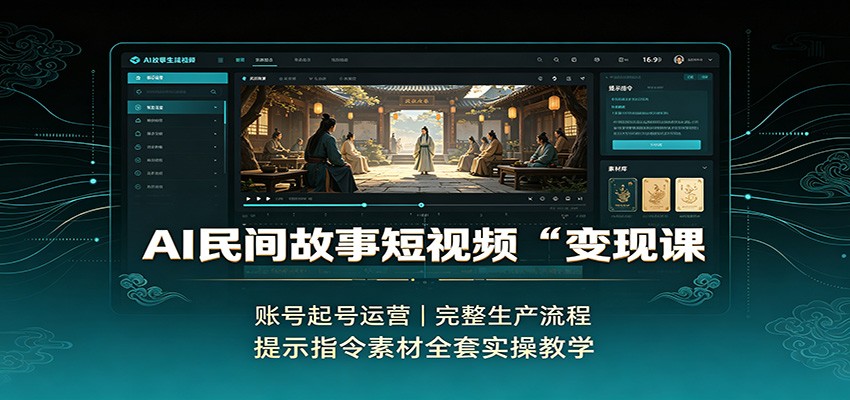 AI民间故事短视频变现课：账号起号运营，完整生产流程，提示指令素材全套实操教学-HEIXMI（中国站）