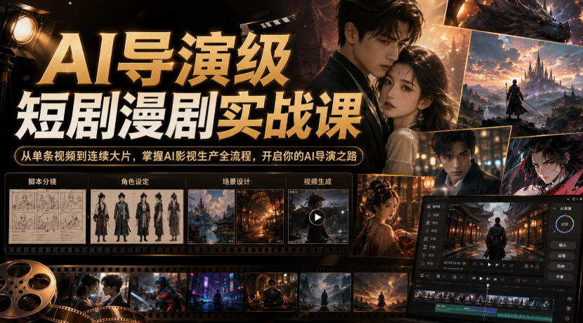 AI导演级短剧漫剧实战课，从单条视频到连续大片，掌握AI影视生产全流程，开启你的AI导演之路!-HEIXMI（中国站）