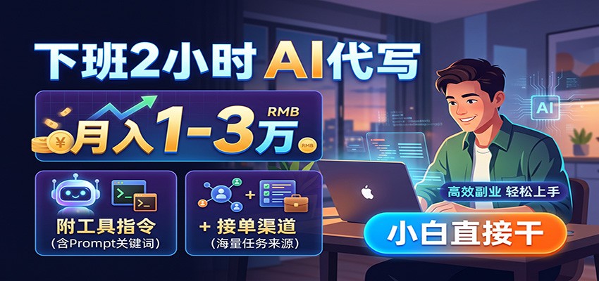 下班2小时AI代写，月入1-3万，附工具指令+接单渠道，小白直接干-HEIXMI（中国站）