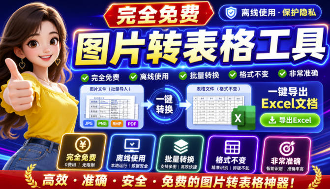 图片表格识别提取工具，支持一键从图片中智能提取表格并导出Excel文件，可离线免网运行，FastTableOCR-HEIXMI（中国站）