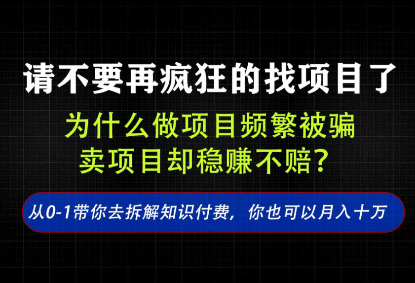 找项目？别傻了！卖项目才是真的一本万利！看完你全都懂了【揭秘】-HEIXMI（中国站）