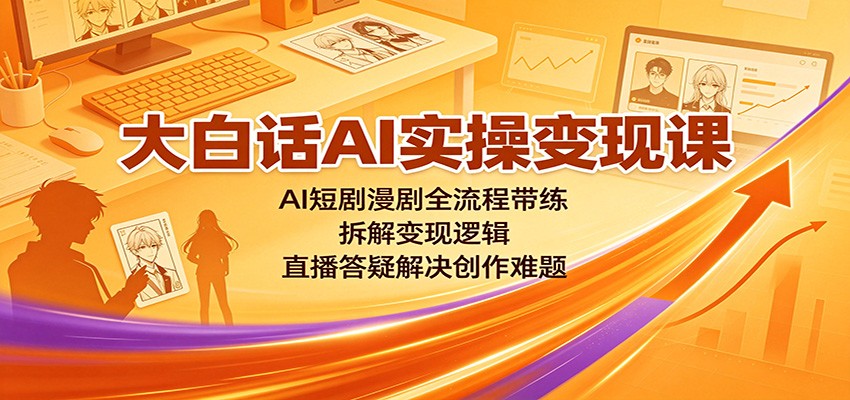 大白话AI实操变现课：AI短剧漫剧全流程带练，拆解变现逻辑，直播答疑解决创作难题-HEIXMI（中国站）