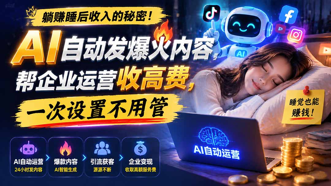 躺赚睡后收入的秘密！AI 自动发爆火内容，帮企业运营收高费，一次设置不用管【原创双语字幕】-HEIXMI（中国站）