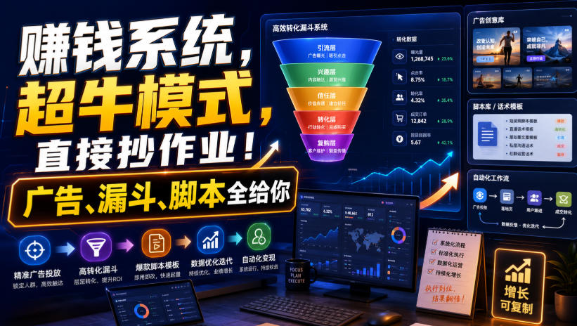 賺钱系统，超牛模式，直接抄作业！广告、漏斗、脚本全给你【原创双语字幕】-HEIXMI（中国站）
