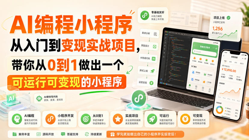 AI编程小程序从入门到变现实战项目，带你从0到1做出一个可运行可变现的小程序-HEIXMI（中国站）