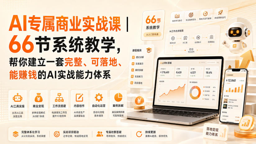 AI专属商业实战课｜66节系统教学，帮你建立一套完整、可落地、能賺钱的AI实战能力体系-HEIXMI（中国站）
