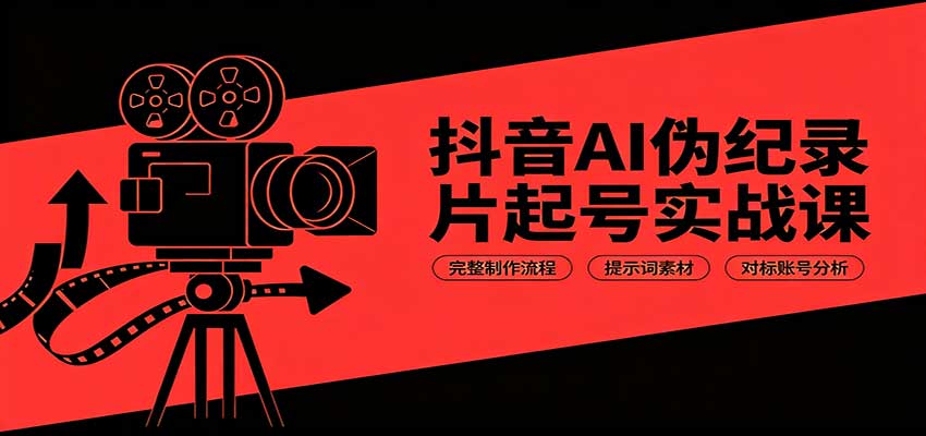 抖音AI伪纪录片起号实战课：完整制作流程，提示词素材，对标账号分析-HEIXMI（中国站）