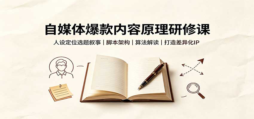 自媒体爆款内容原理研修课：人设定位选题叙事，脚本架构，算法解读打造差异化IP-HEIXMI（中国站）