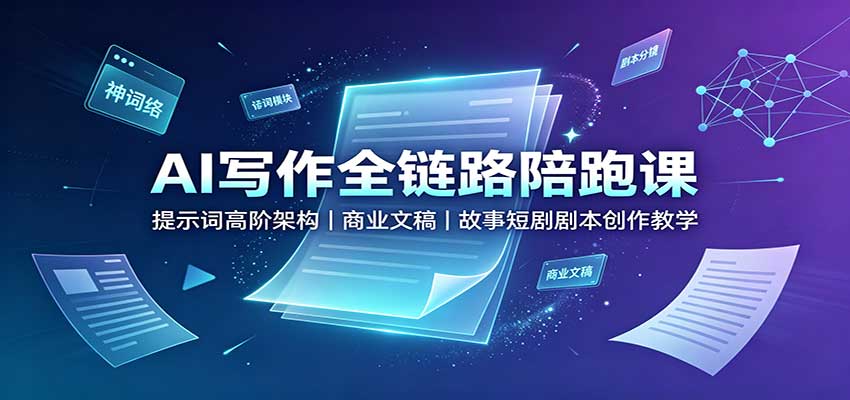 AI写作全链路陪跑课：提示词高阶架构，商业文稿，故事短剧剧本创作教学-HEIXMI（中国站）