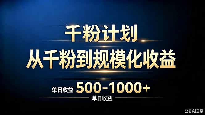 抖音千粉账号计划，从千粉到规模化收益 500-1000+单日收益-HEIXMI（中国站）