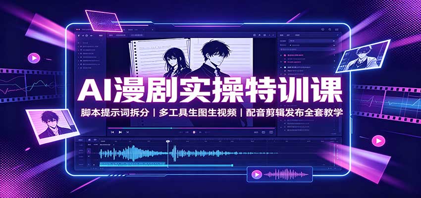 AI漫剧实操特训课：脚本提示词拆分，多工具生图生视频，配音剪辑发布全套教学-HEIXMI（中国站）
