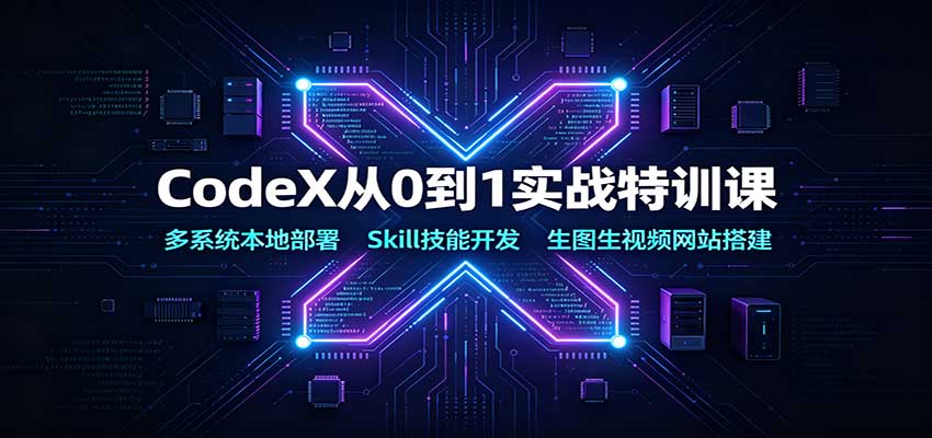 CodeX从0到1实战特训课：多系统本地部署，Skill技能开发，生图生视频网站搭建-HEIXMI（中国站）
