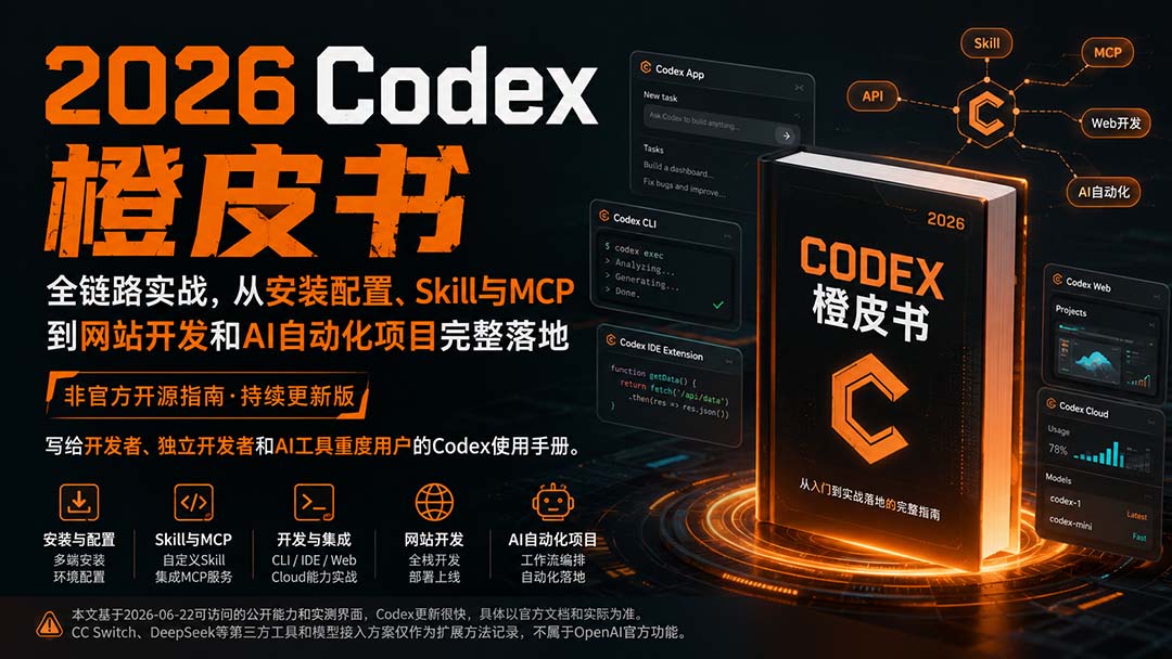 2026Codex橙皮书：全链路实战，从安装配置、Skill与MCP到网站开发和AI自动化项目完整落地-HEIXMI（中国站）