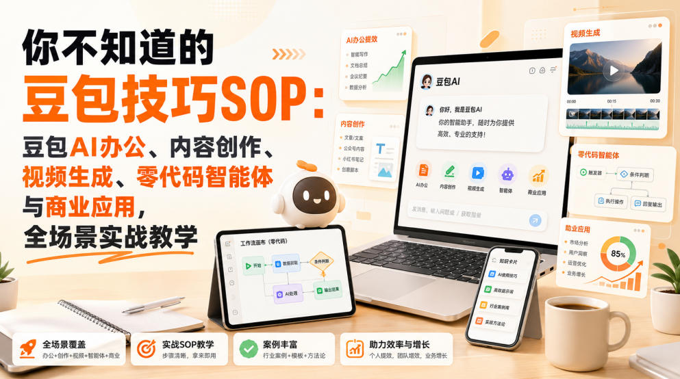 你不知道的豆包技巧SOP：豆包AI办公、内容创作、视频生成、零代码智能体与商业应用，全场景实战教学-HEIXMI（中国站）