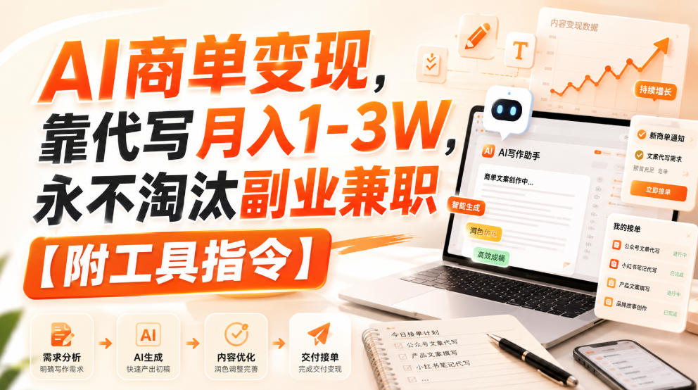 AI商单变现，靠代写月入1-3W，永不淘汰副业兼职【附工具指令】【揭秘】-HEIXMI（中国站）