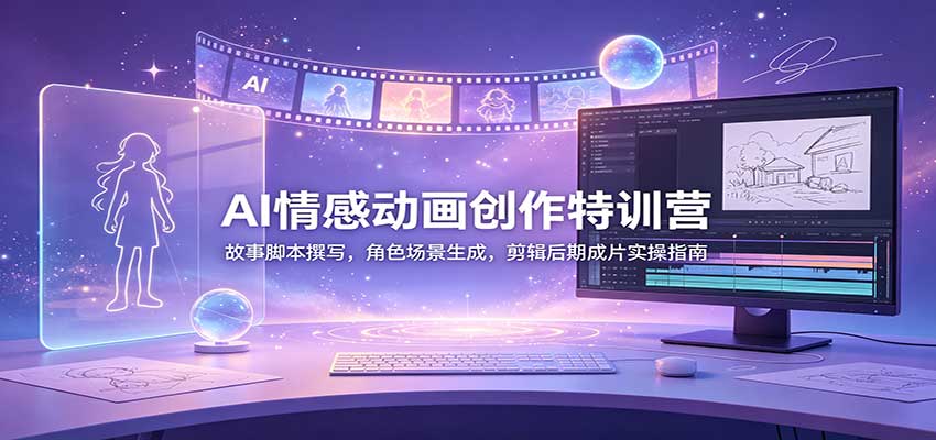 AI情感动画创作特训营：故事脚本撰写，角色场景生成，剪辑后期成片实操指南-HEIXMI（中国站）