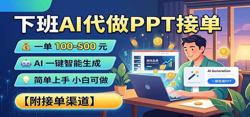 下班AI代做PPT接单，一单100-500，AI一键生成，小白也能做，附接单渠道-HEIXMI（中国站）