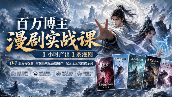 百万博主漫剧实战课｜1小时产出1条漫剧，0‑1全流程拆解，掌握高质量漫剧制作，配套全套实操提示词-HEIXMI（中国站）