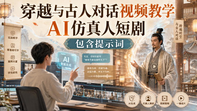 穿越与古人对话视频教学，AI仿真人短剧，包含提示词-HEIXMI（中国站）