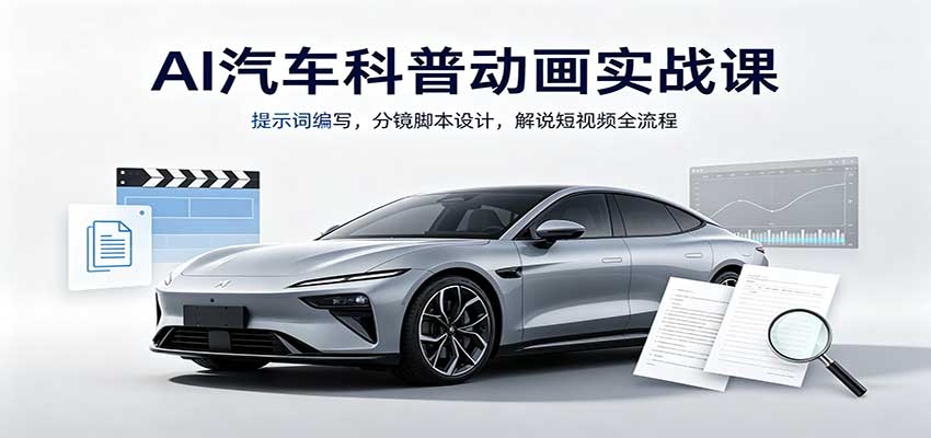 AI汽车科普动画实战课：提示词编写，分镜脚本设计，解说短视频全流程-HEIXMI（中国站）