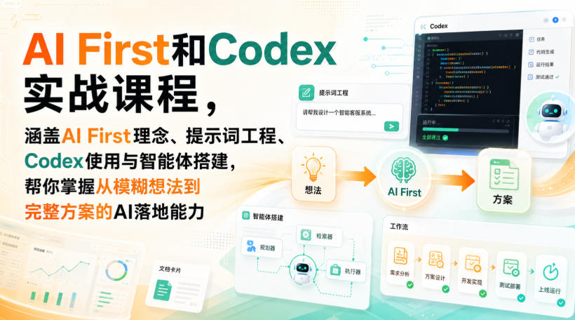 AI First和Codex实战课，涵盖AI First理念、提示词工程、Codex使用与智能体搭建，掌握从模糊想法到完整方案的AI落地能力-HEIXMI（中国站）