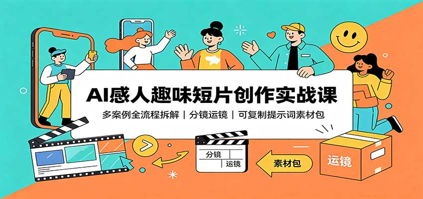 AI感人趣味短片创作实战课：多案例全流程拆解，分镜运镜，可复制提示词素材包-HEIXMI（中国站）