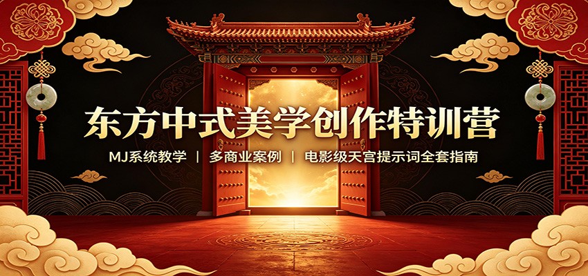 东方中式美学创作特训营：MJ系统教学，多商业案例，电影级天宫提示词全套指南-HEIXMI（中国站）