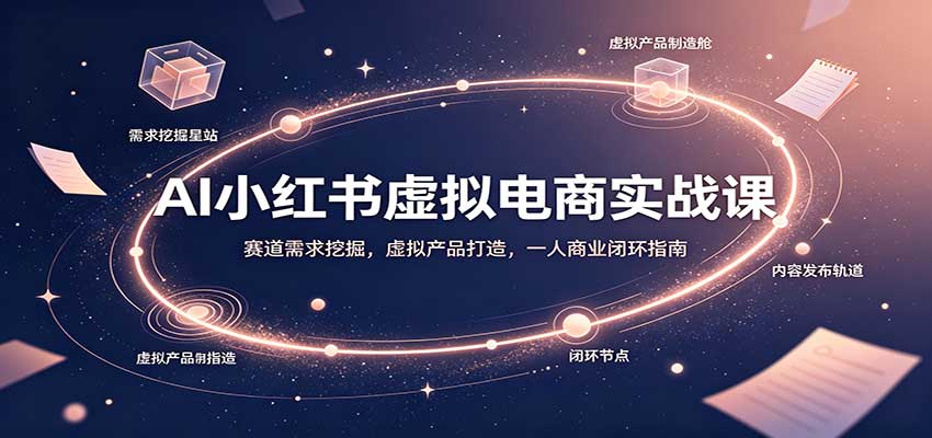 AI小红书虚拟电商实战课：赛道需求挖掘，虚拟产品打造，一人商业闭环指南-HEIXMI（中国站）
