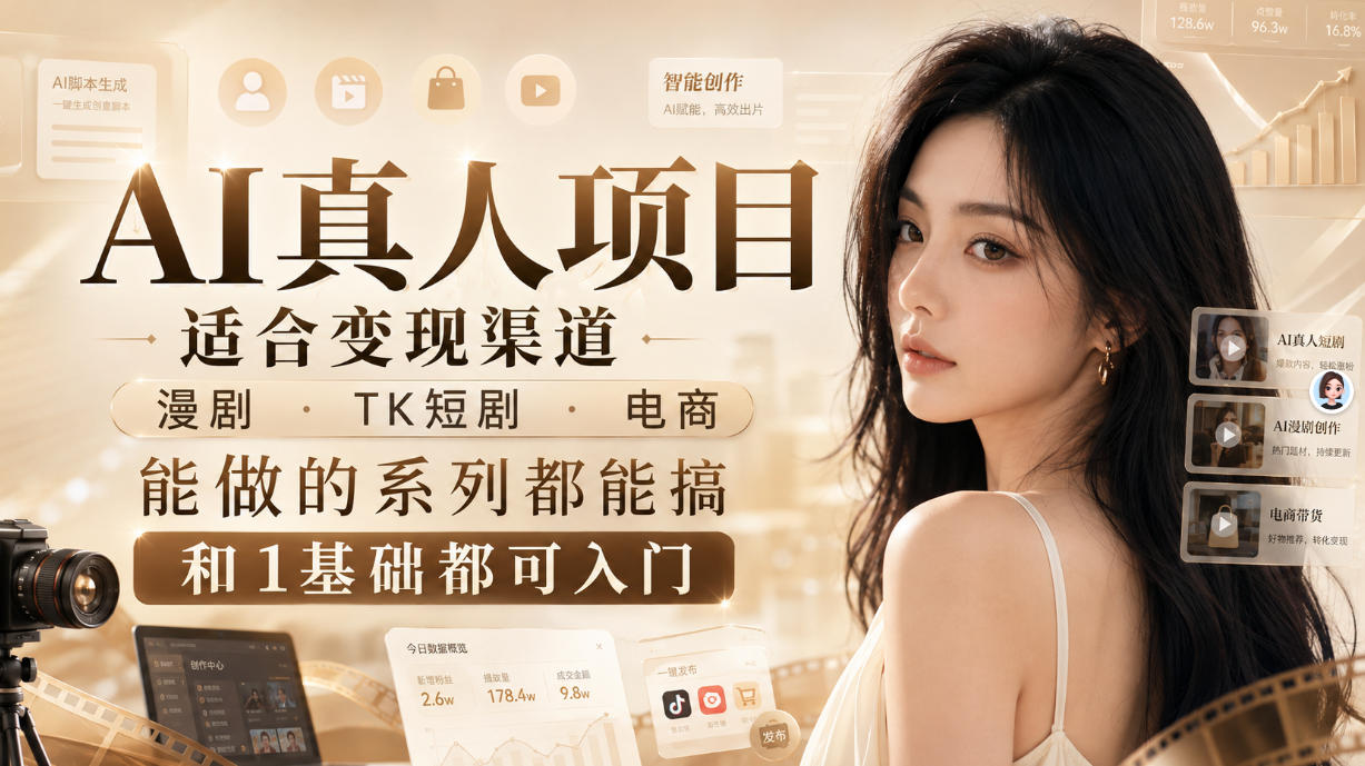 AI真人项目，适合变现渠道，漫剧，TK短剧，电商，能做的系列都能搞，0和1基础都可入门-HEIXMI（中国站）