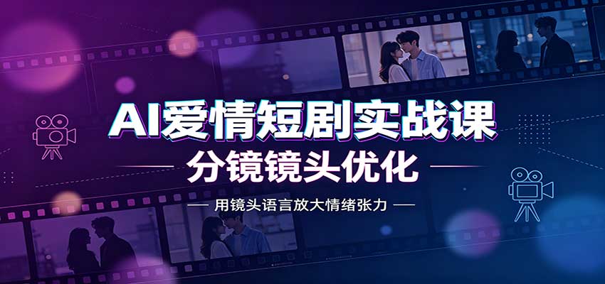 AI爱情短剧实战课：故事剧本创作，分镜镜头优化，智能体提示词-HEIXMI（中国站）
