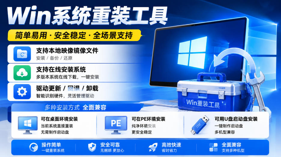 Win系统重装工具，支持本地映像镜像文件安装备份，简单易用-安全稳定-全场景支持-HEIXMI（中国站）