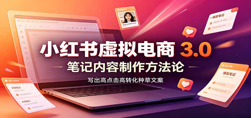 小红书虚拟电商3.0：账号搭建选品开店，笔记内容制作，矩阵投放教学-HEIXMI（中国站）