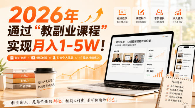 2026年通过“教副业课程”实现月入1-5W！毫无保留的全部教给你，长期稳定【揭秘】-HEIXMI（中国站）